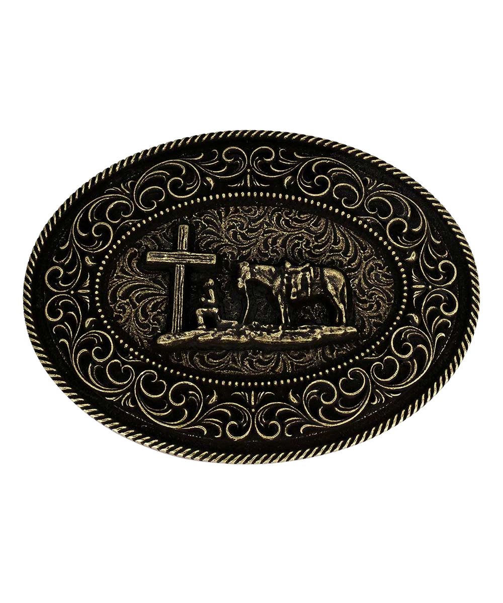 Montana Silversmiths Men's Faith In Him Christian Cowboy Buckle