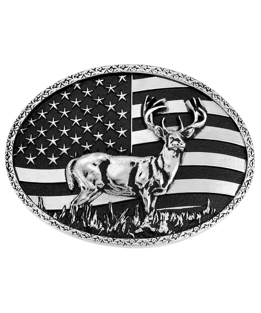 Montana Silversmiths Men's Hunters Stars & Stripes Belt Buckle