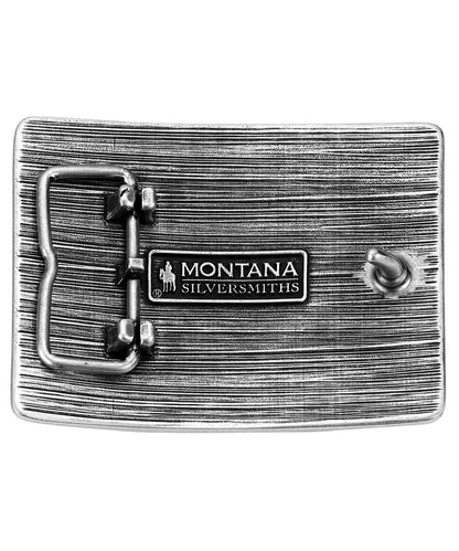 Back view of the relentless bull ride buckle featuring the 1.5" belt swivel and logo engraving