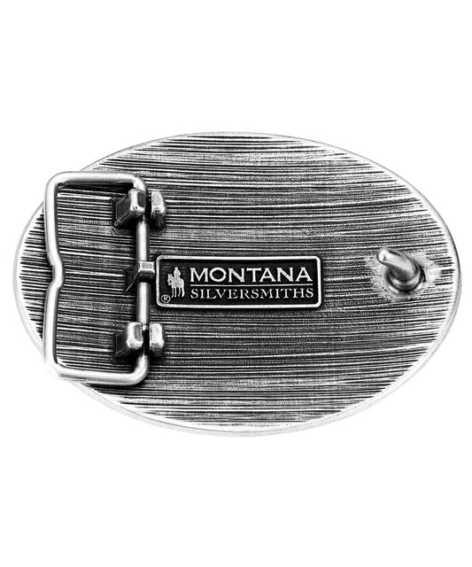 Back view of the birth of a nation buckle featuring the standard 1.5" swivel and the logo engraving
