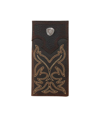 Boy's Brown Leather Rodeo Wallet With A Boot Stitch Design