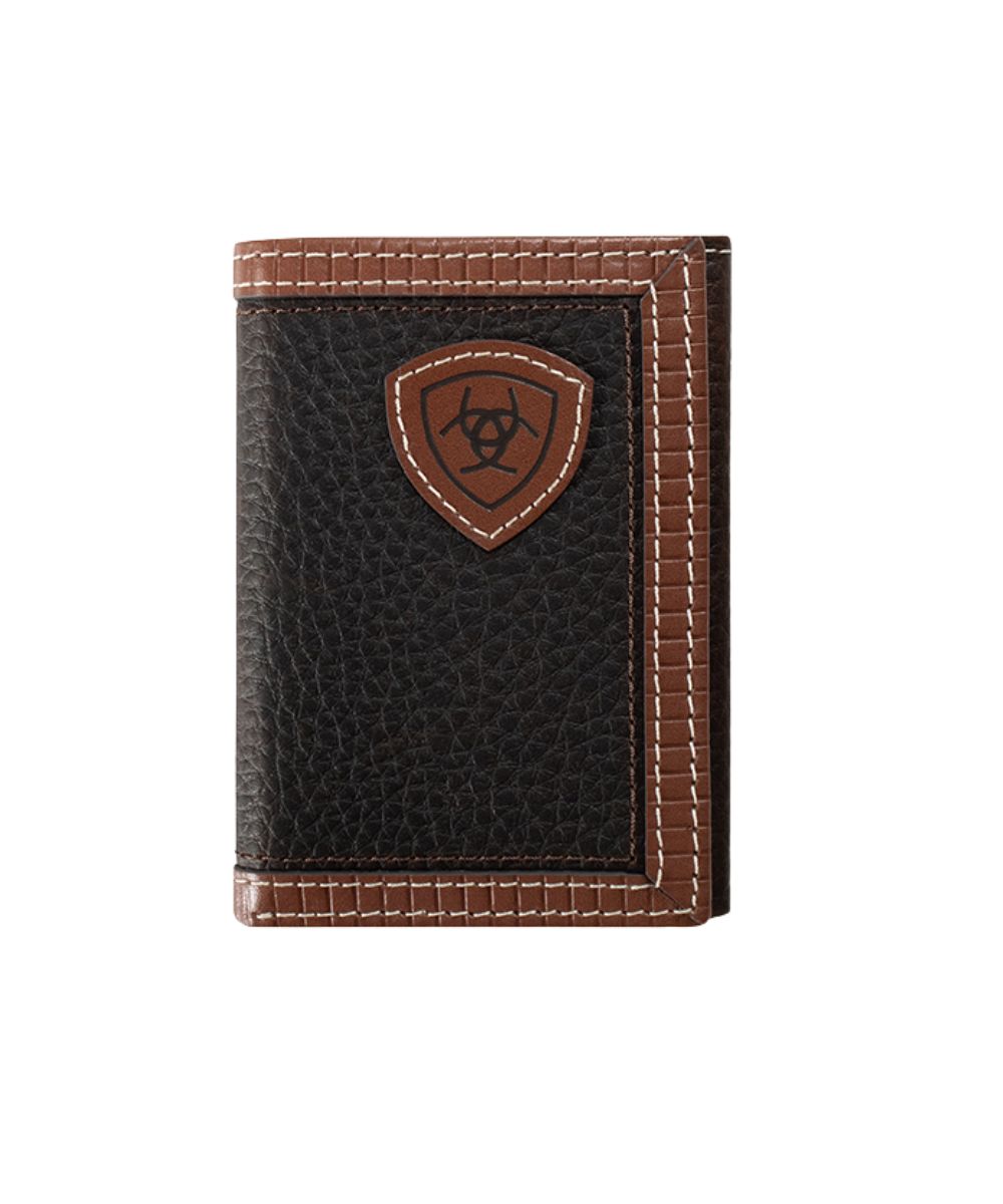 M&F Western Men's Ariat Brown Redline Shield Trifold Wallet