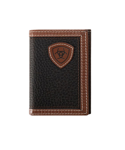 M&F Western Men's Ariat Brown Redline Shield Trifold Wallet