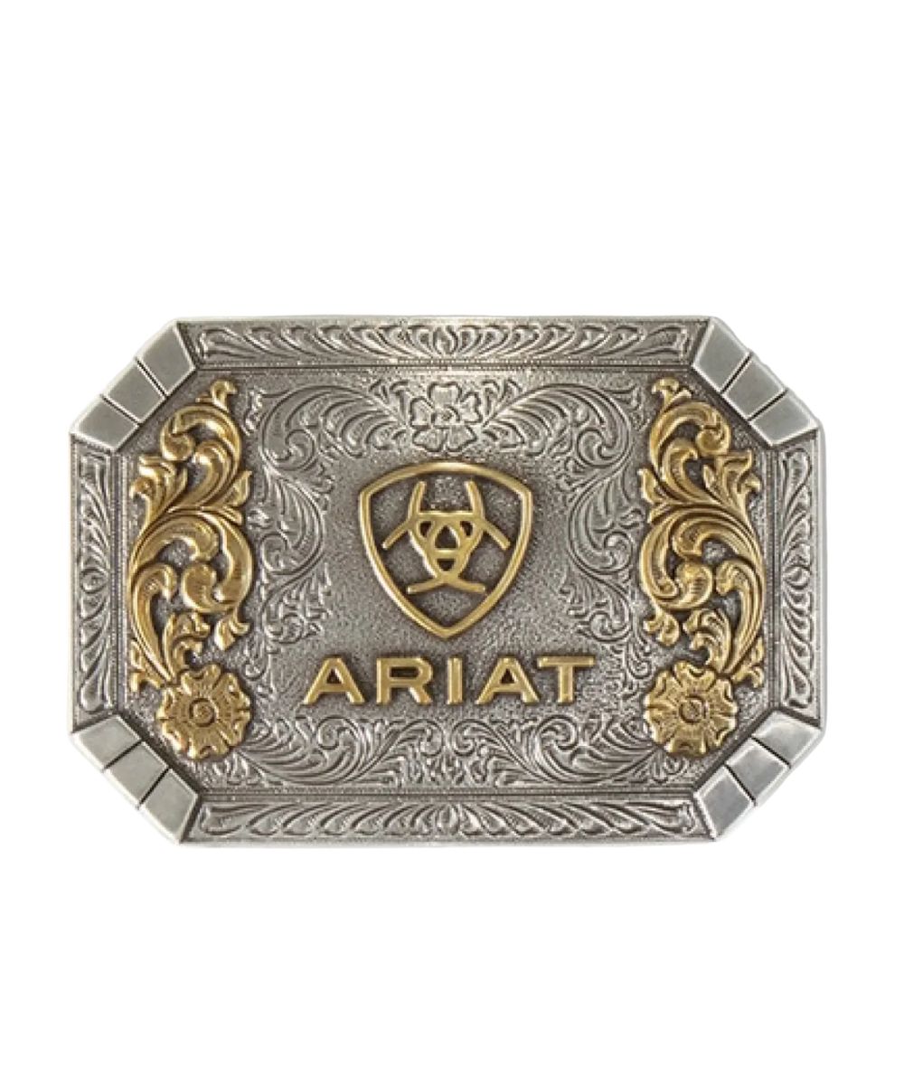M&F Western Ariat Two-Toned Floral Belt Buckle