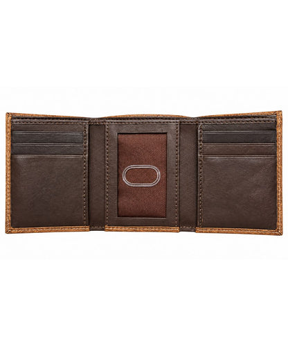 Leather Impressions Men's Brown American Bison Trifold Wallet