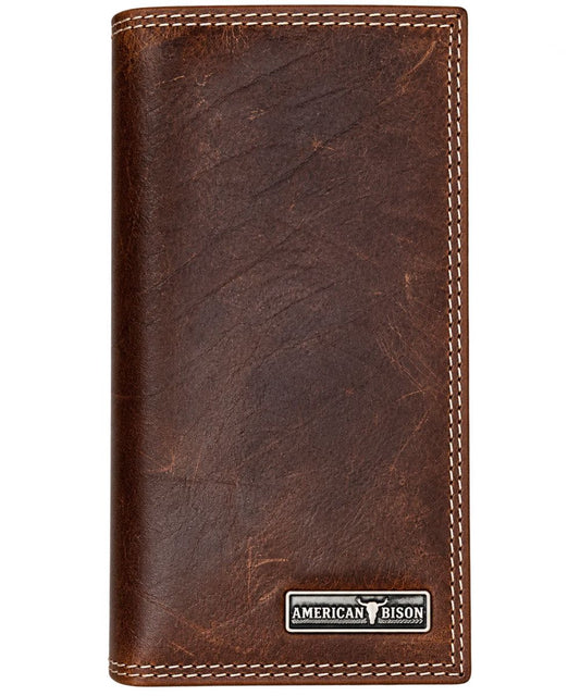 American Bison Men's Distressed Brown Rodeo Wallet