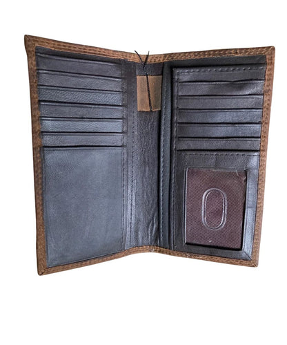 Leather Impressions Men's Brown American Bison Rodeo Wallet