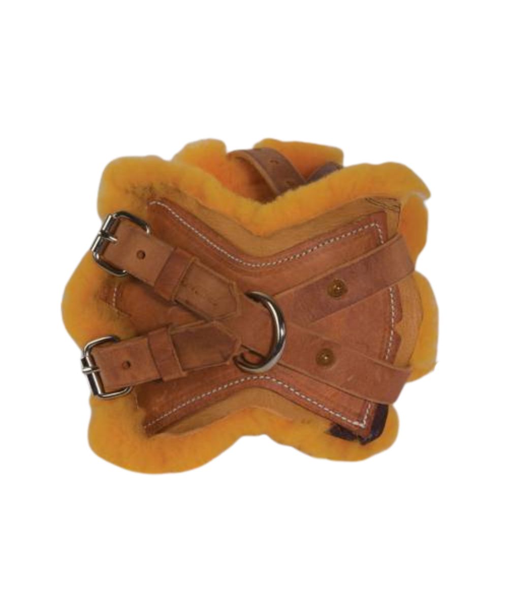 Leather hock hobbles with a fleece lining