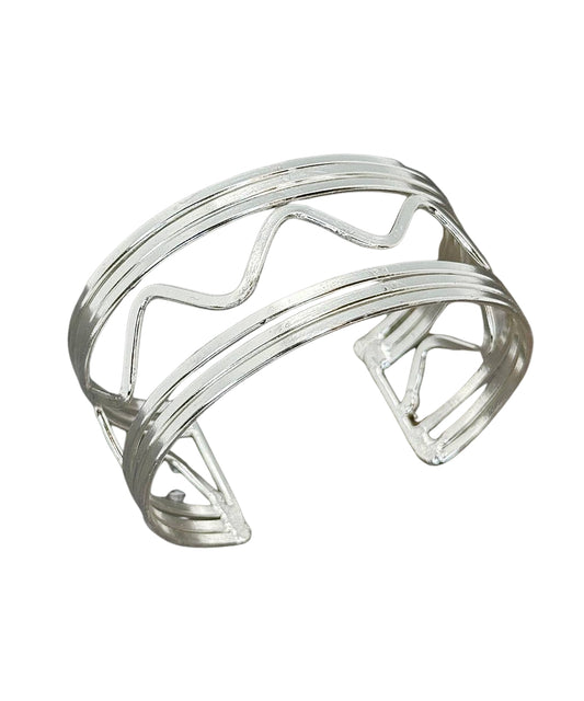 Anju Handcrafted Zigzag Silver Cuff Bracelet on white background