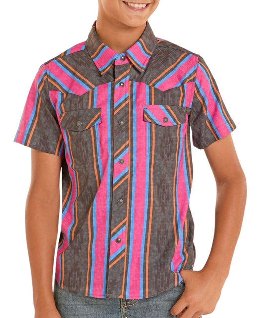 Rock & Roll Cowboy Boys' TekWestern Snap Shirt
