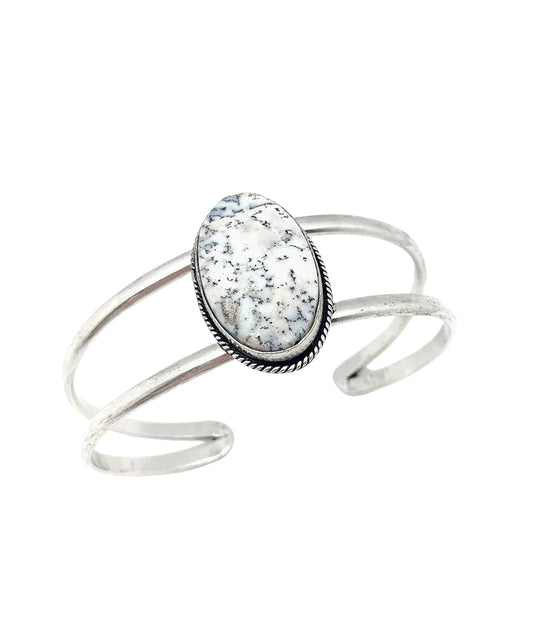 Anju Kashi Semiprecious Dendritic Opal Stone Cuff Bracelet on white background