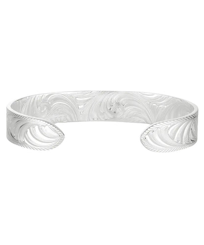 Back view of the women's silver cuff bracelet
