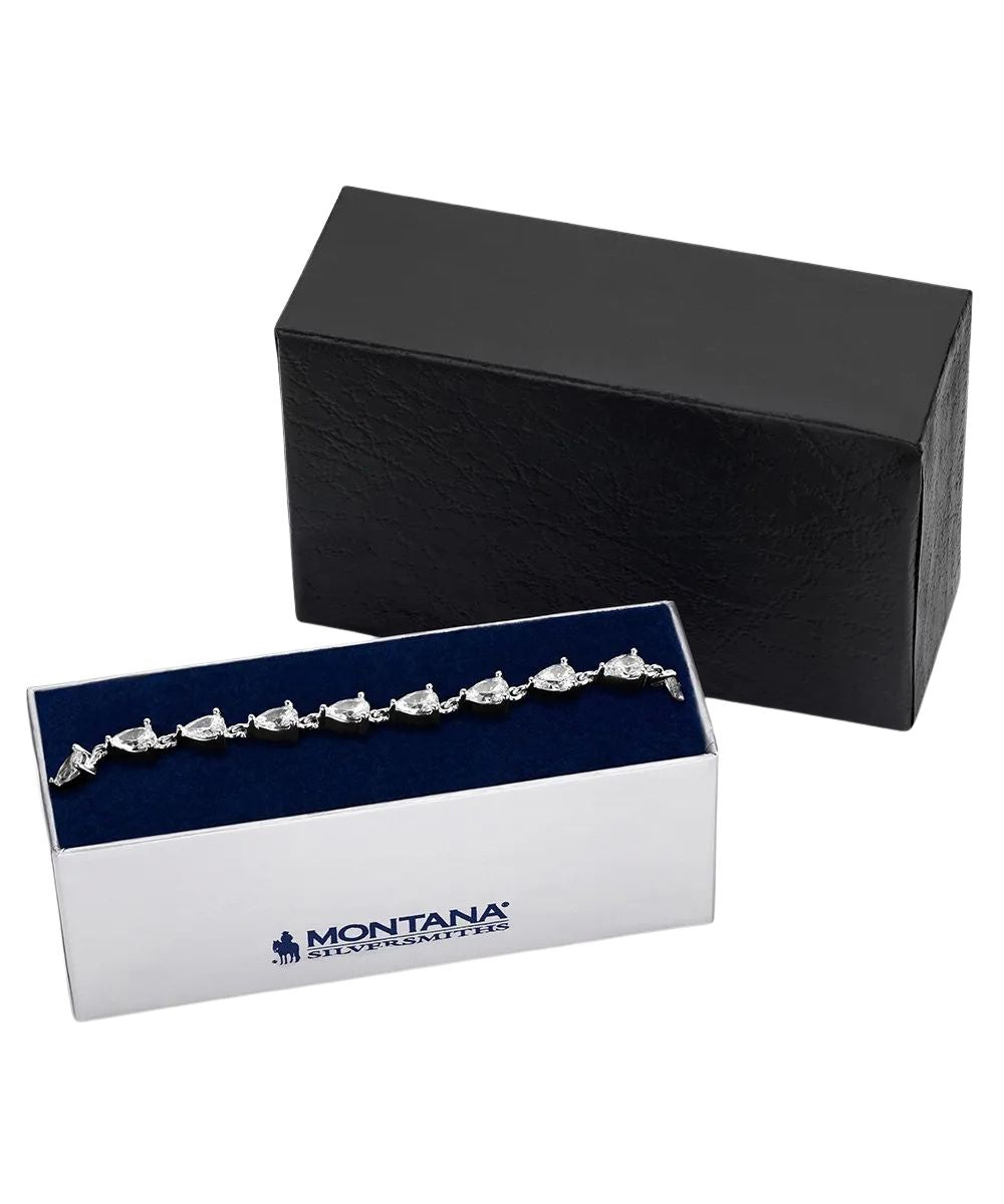 Boxed view of the women's westward crystal bolo bracelet