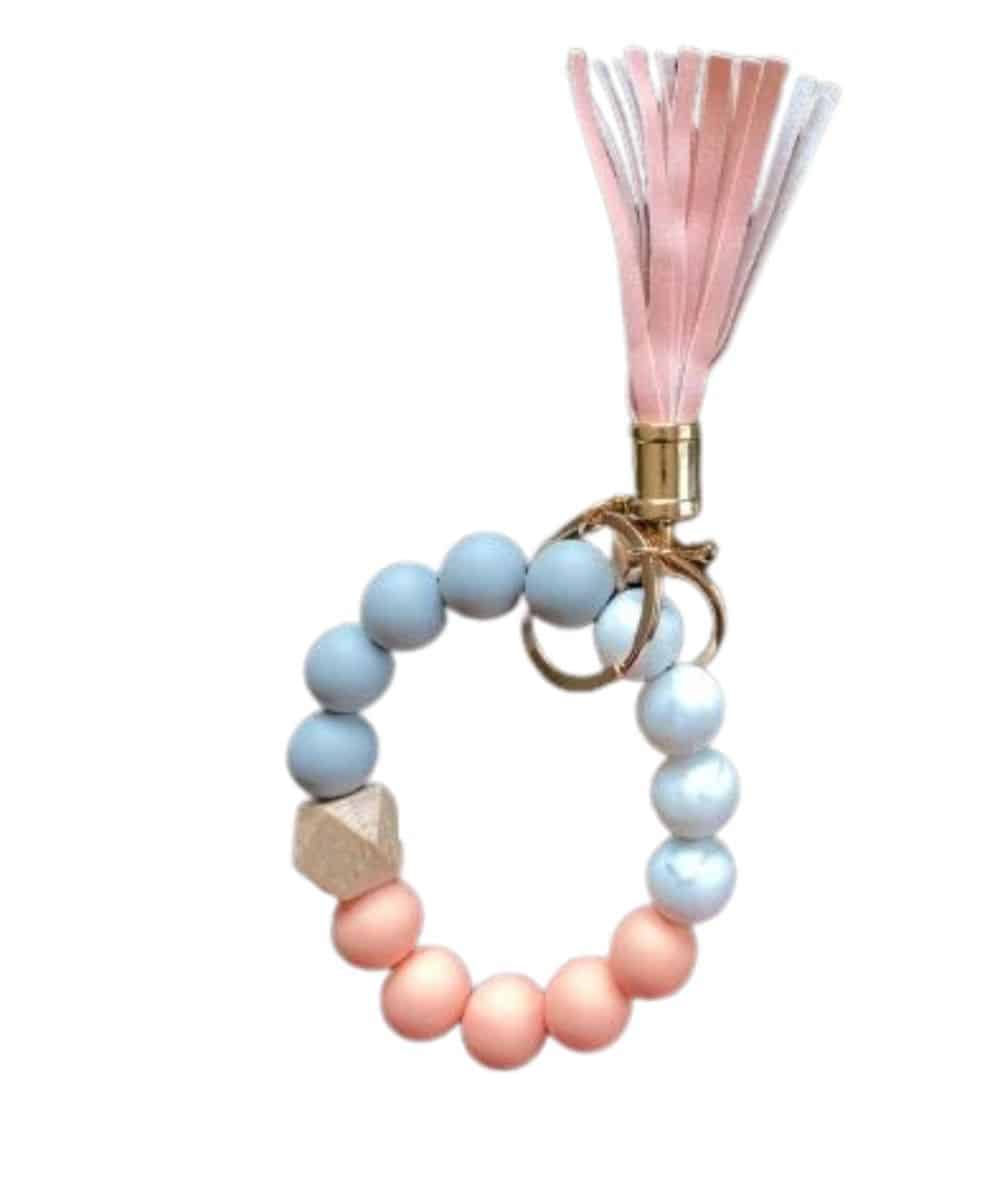 BEADED KEYCHAIN-light blue ! desc :  ! caption :