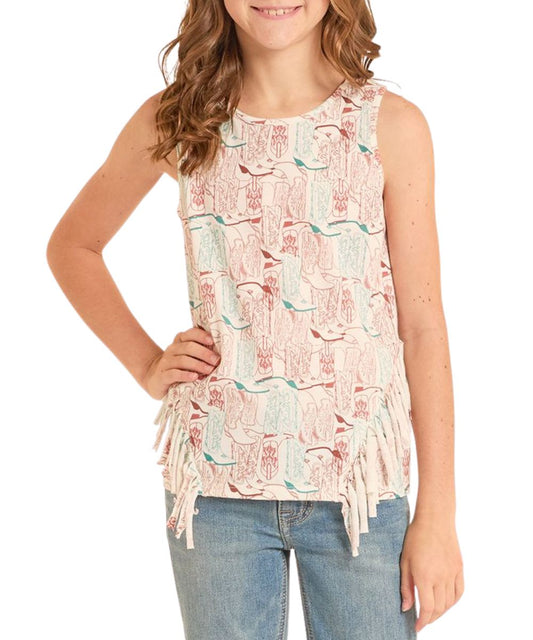 Rock & Roll Cowgirl Girls' Fringe Tank Top