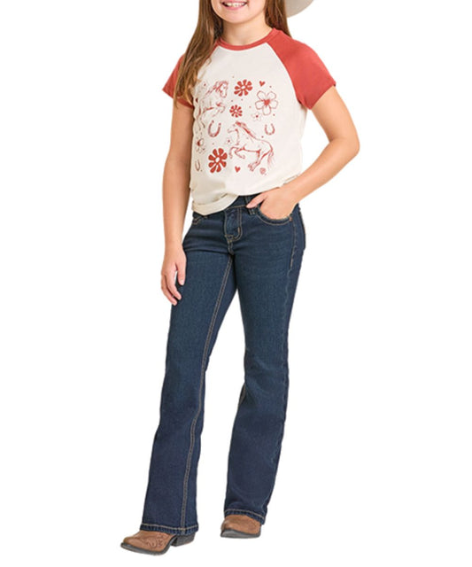 Mid Rise Girl's Boot Cut Jean