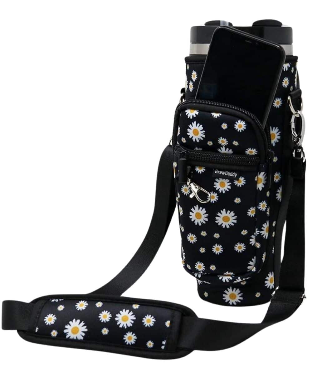 BLACK DAISY TUMBLER BAG-a ! desc :  ! caption :