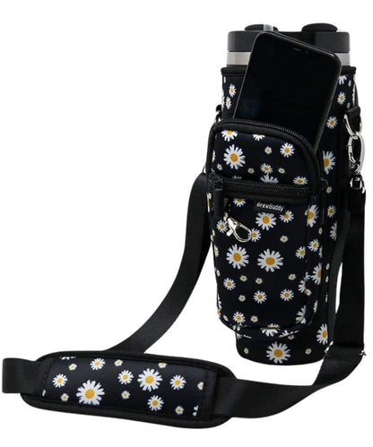 BLACK DAISY TUMBLER BAG-a ! desc :  ! caption :