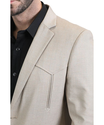Platini Men's Taupe Western Blazer