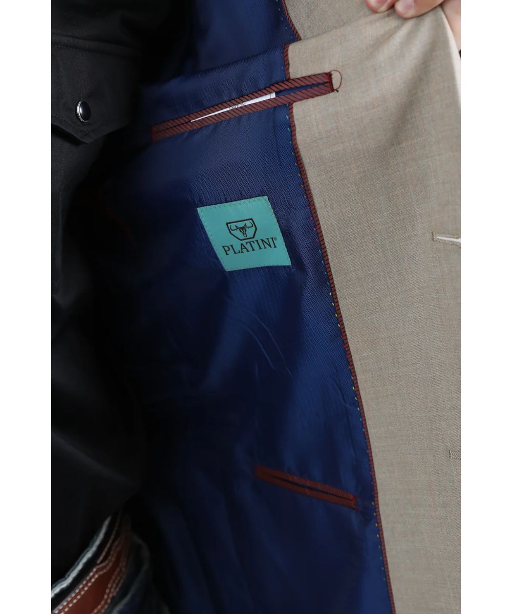 Platini Men's Taupe Western Blazer