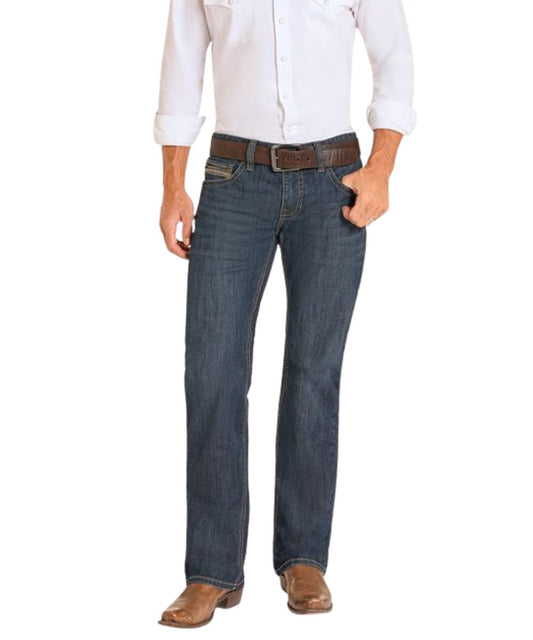 Men's Regular Fit Mid Rise Straight Leg Jean In A Dark Vintage Wash