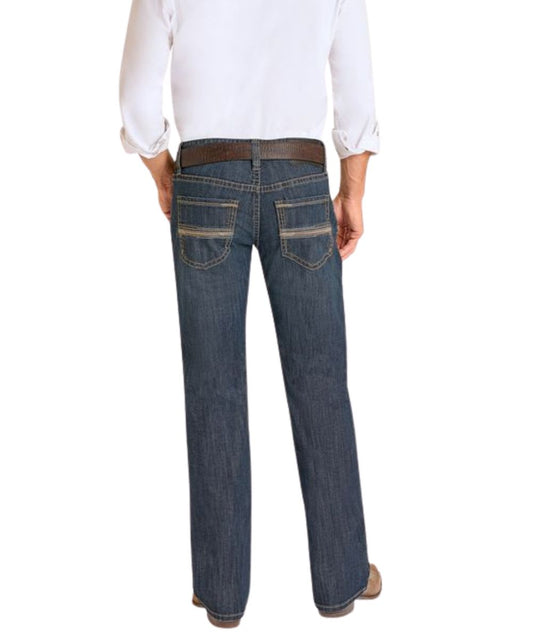 Men's Dark Vintage Pistol Straight Leg Jean Made From ReFlex Stretch Denim