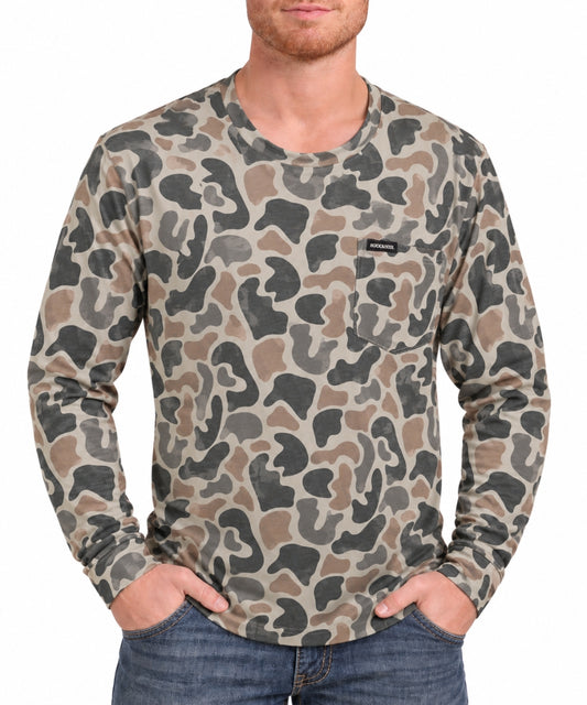 Rock & Roll Cowboy Men's Camo Shirt frontside on white background