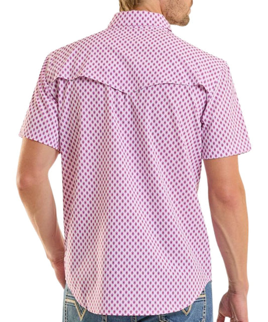 Men's Short Sleeve TekWestern Snap Shirt Featuring A Vented Back Yoke And Breathable, Moisture Wicking, And UPF Properties