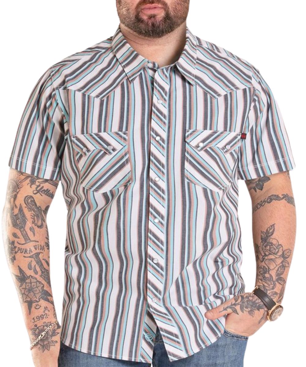 Men's Short Sleeve Koe Wetzel Striped Western Snap Shirt