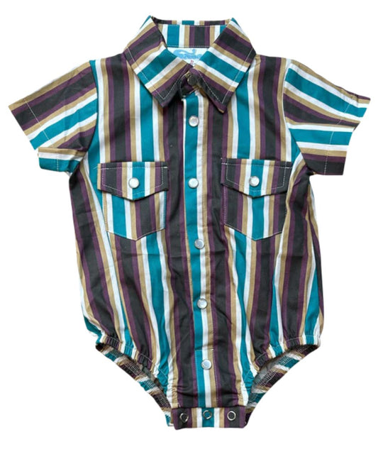 Infant Boy's Western Onesie With Pearl Snaps And Snap Flap Chest Pockets
