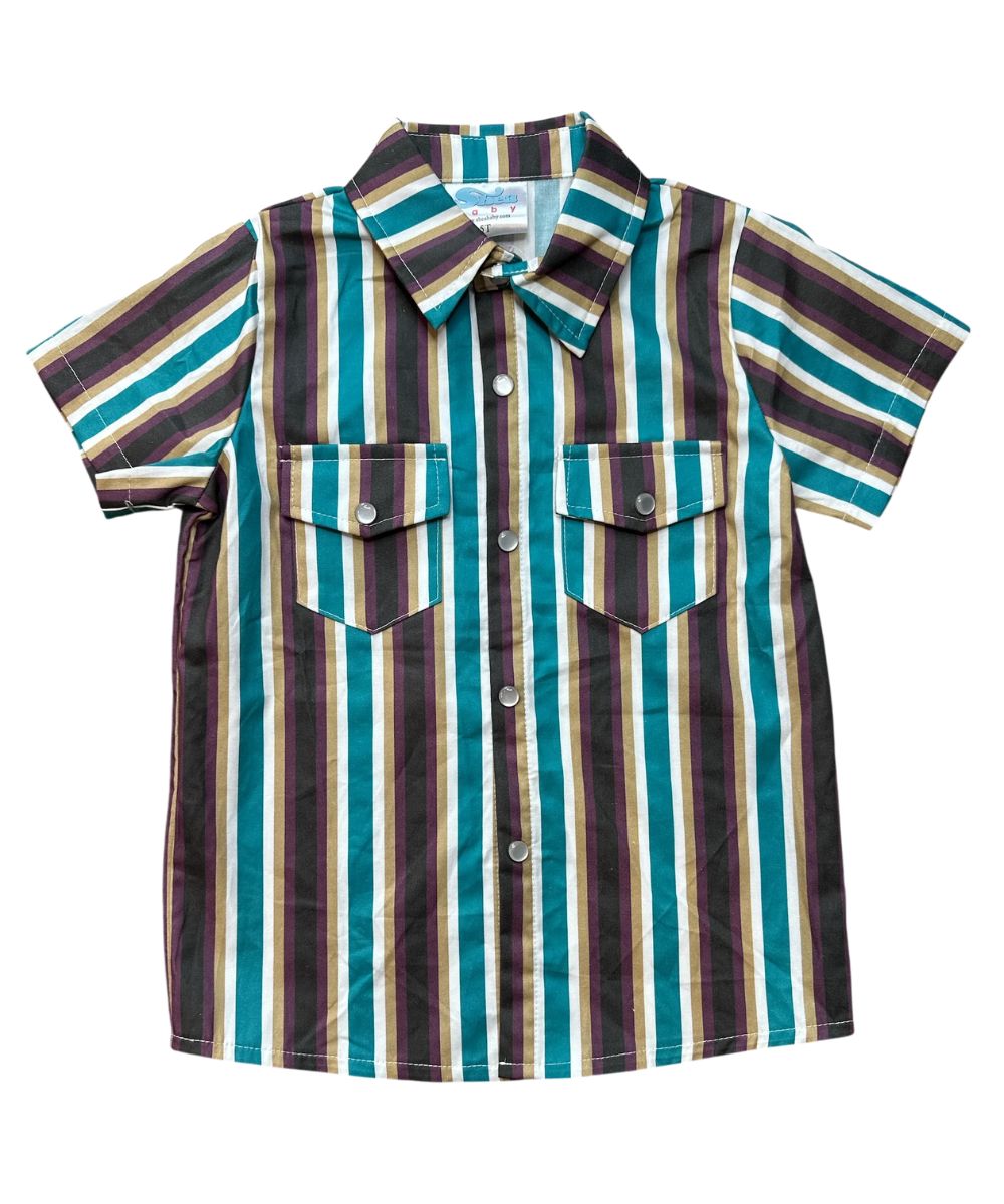 Boy's Snap Shirt With Single Point Snap Flap Chest Pockets And A  Spread Collar