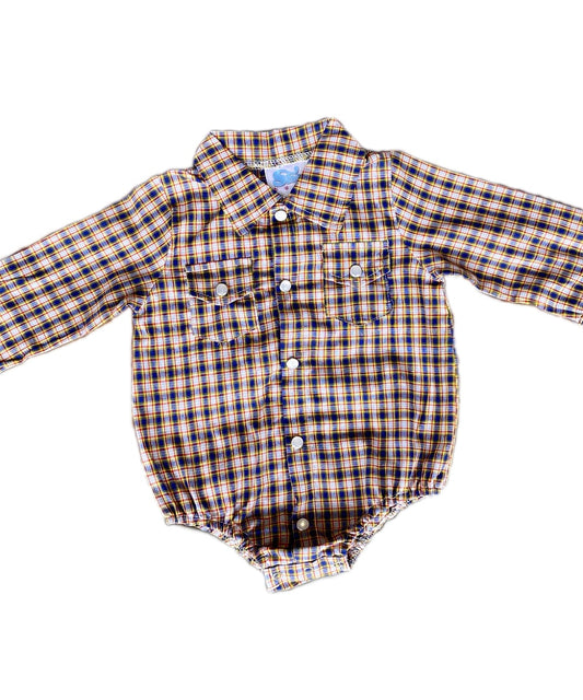 Shea Baby Infant/Toddler Plaid Snap Onesie
