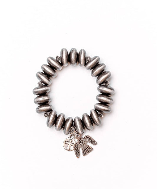 West & Co. Women's Navajo Pearl Thunderbird Charm Bracelet