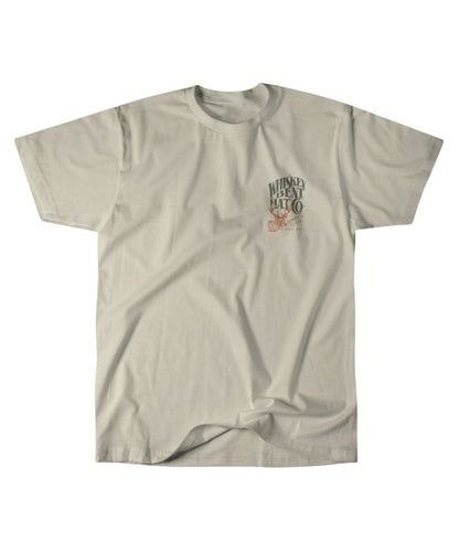 Front view of the men's graphic tee featuring the small logo screen-printed at the left chest