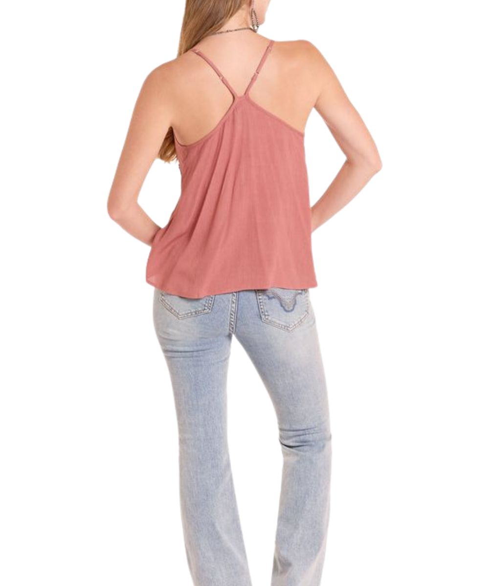 Women's Burgundy Tank Top With Adjustable Spaghetti Straps And A Flowy Fit