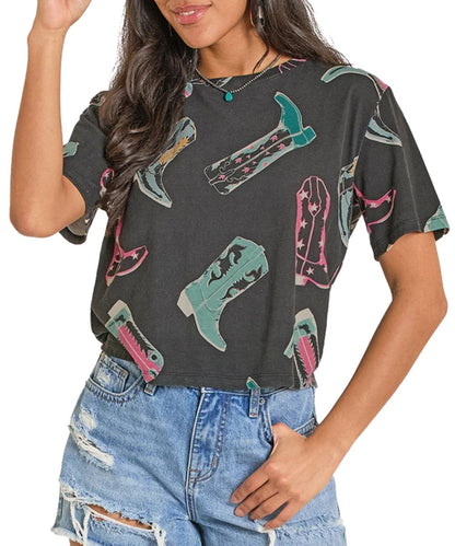Rock & Roll Cowgirl Women's Boot Tee