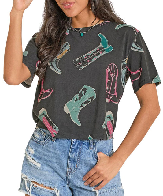 Rock & Roll Cowgirl Women's Boot Tee