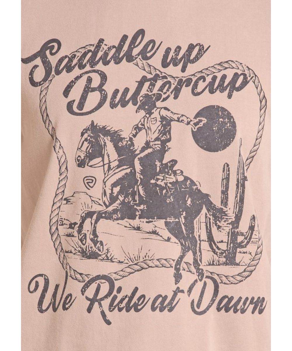 Close-up view of the desert cowboy screen-printed graphic