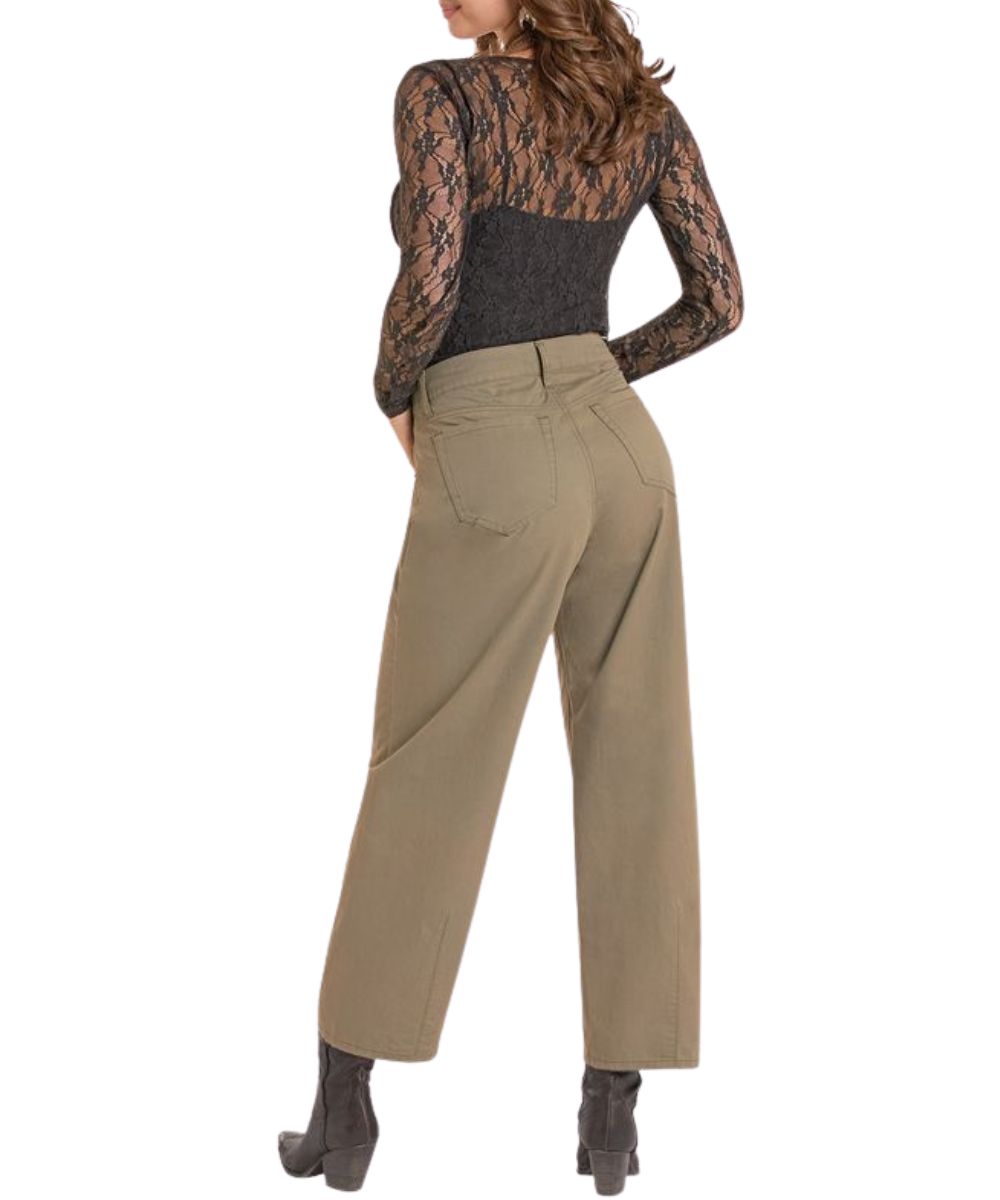 Back view of the women's black Rock & Roll Cowgirl Lace Mesh Top featuring the sheer lace with seam detailing and cropped lace