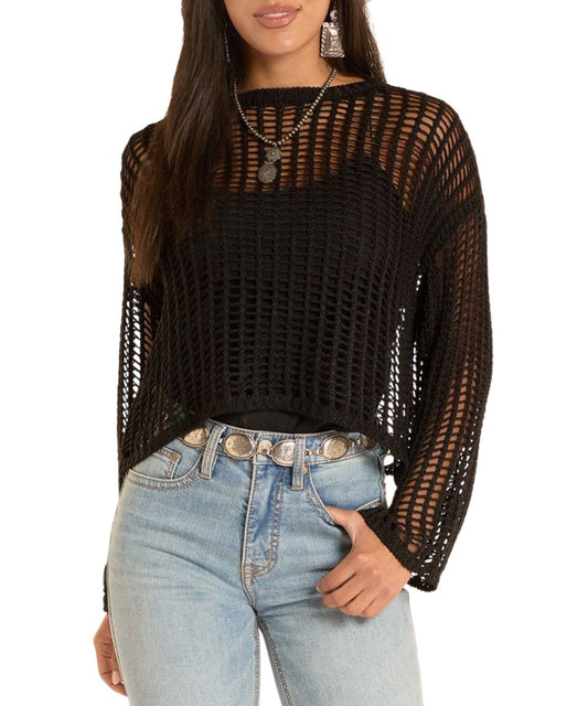 Rock & Roll Cowgirl Women's Open Knit Sweater