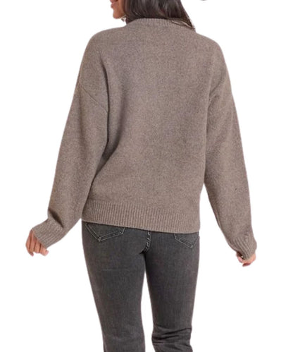 Back view of the women's taupe heathered horse sweater