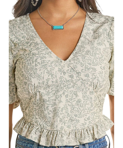 Close-Up View Of The Lightweight Rayon Fabric And Floral Print