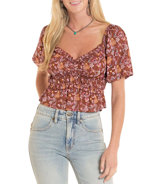 Rock & Roll Cowgirl Women's Floral Blouse