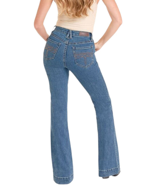 Back View Of The Women's Medium Wash Trouser Jean