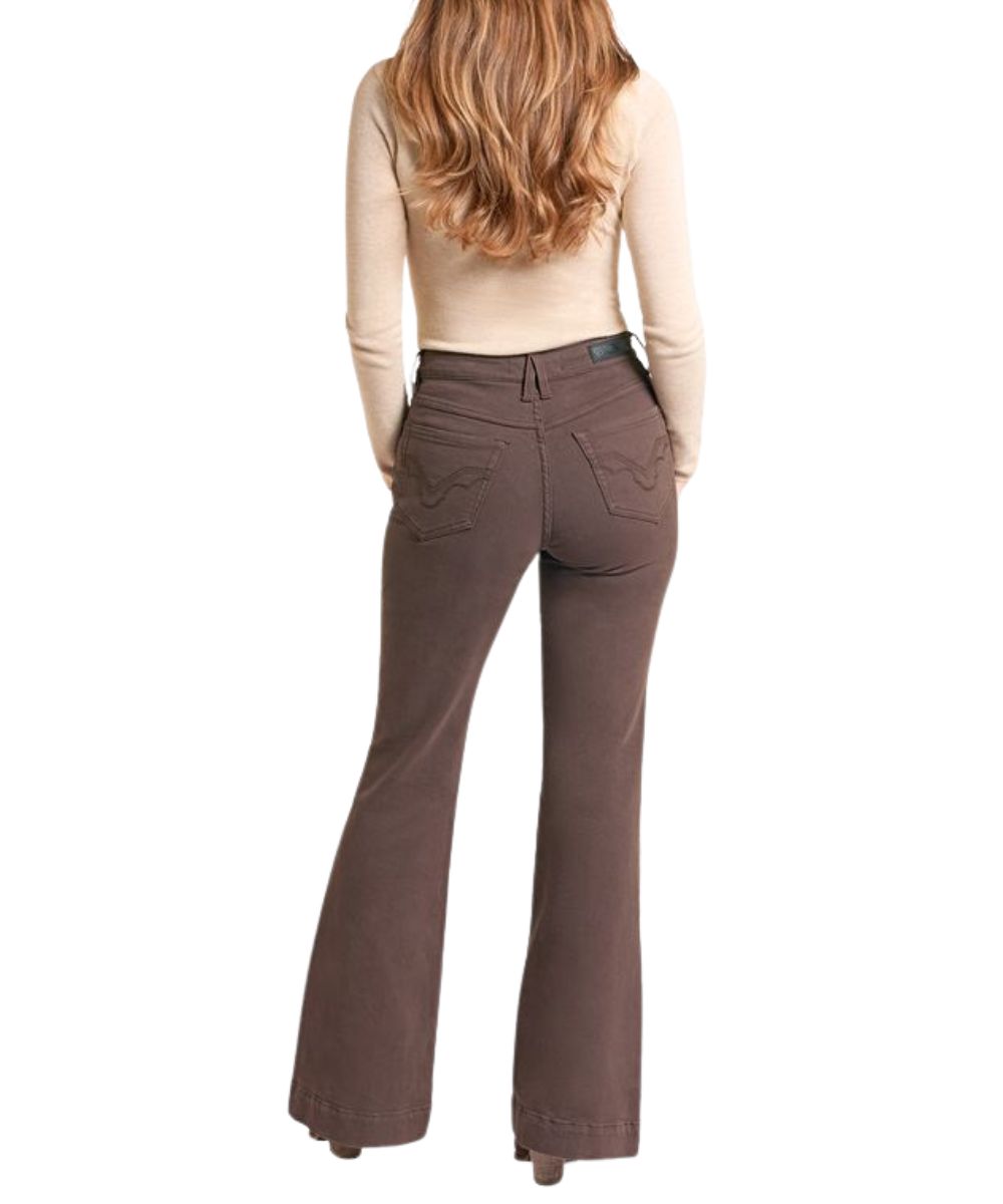 Back view of the women's high rise mahogany trouser jean
