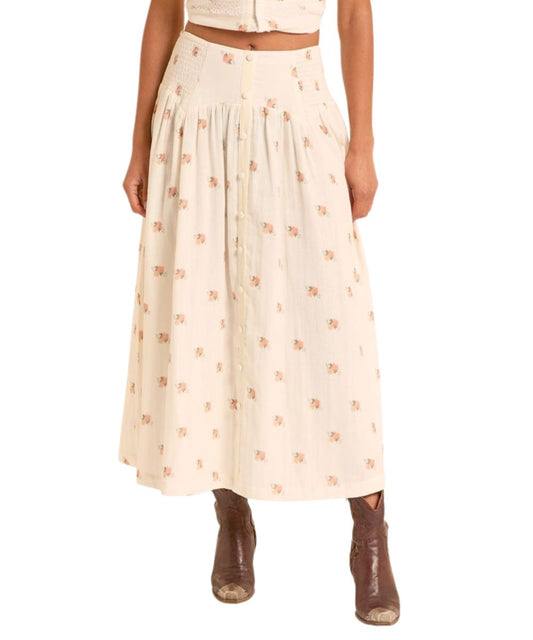 Women's Floral Print Flowy Midi Skirt 