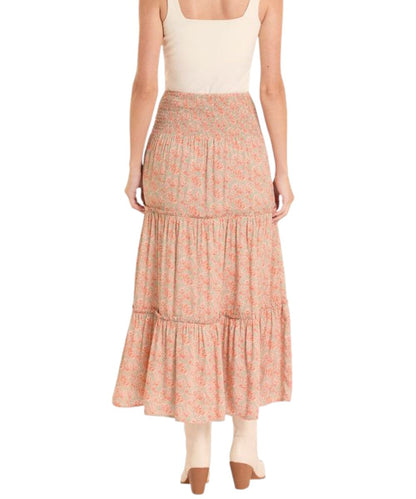 Smocked Waist, Tiered Ruffles, And Floral Print On A Crinkle Rayon Fabric