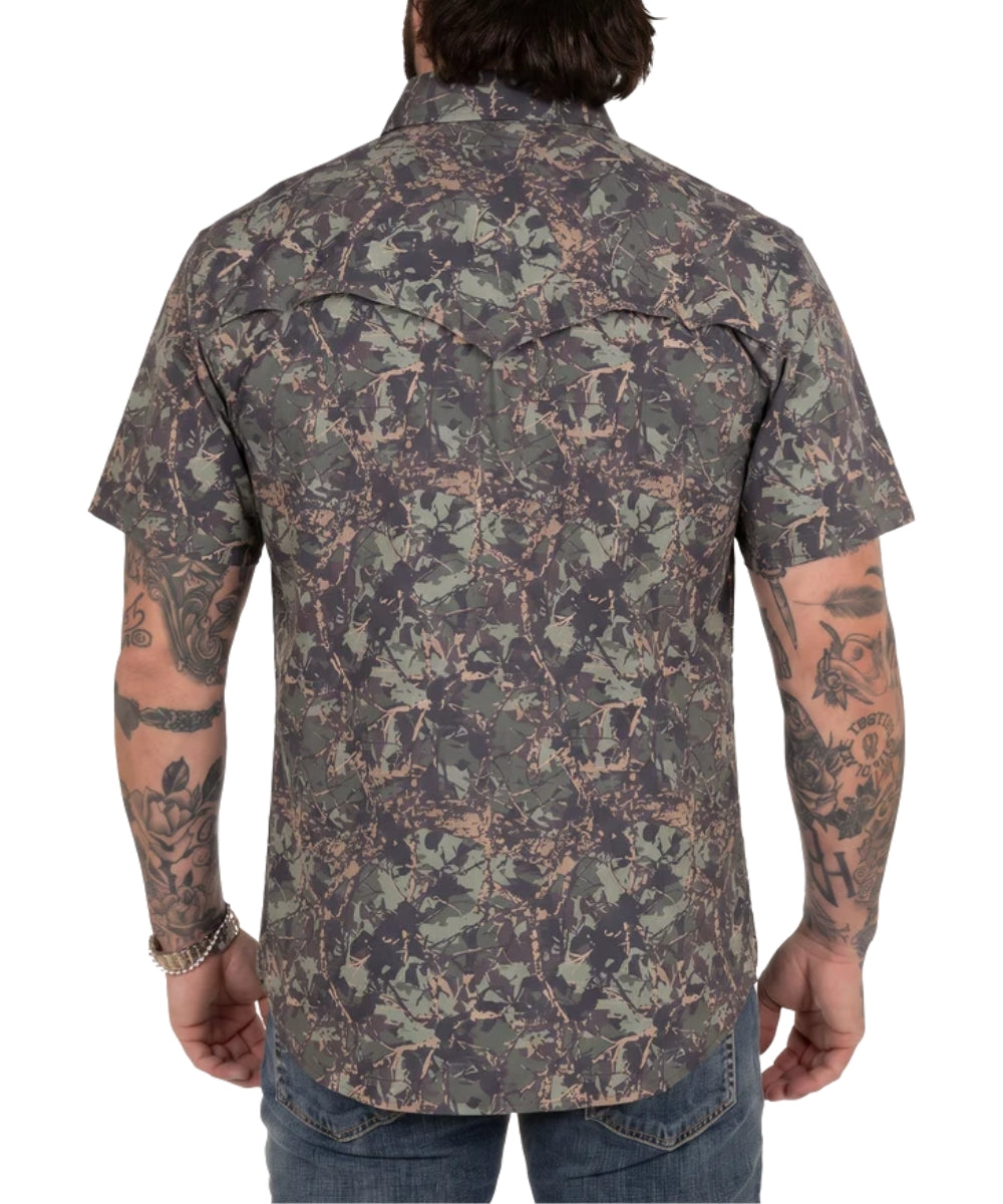 Rock&Roll Men's Koe X TEK Camo Shirt backsize on white background