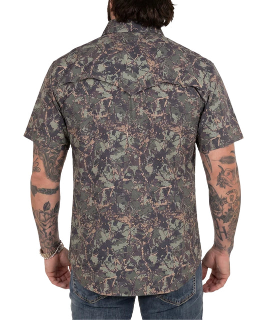 Rock&Roll Men's Koe X TEK Camo Shirt backsize on white background
