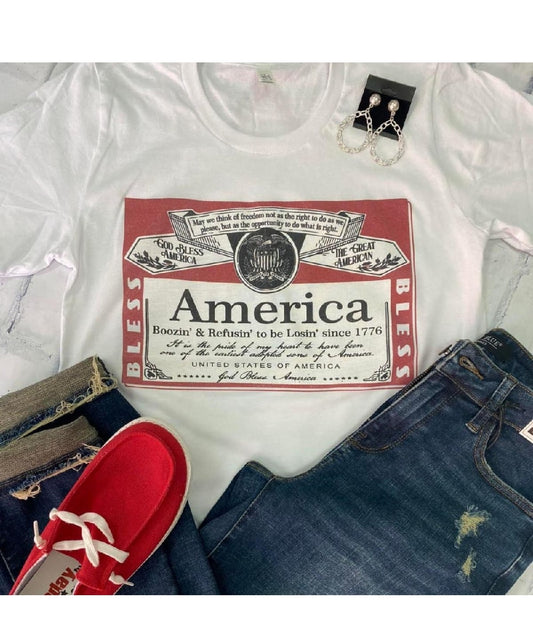 Ranch Swag Women's Boozin & Refusin Americana Graphic Tee